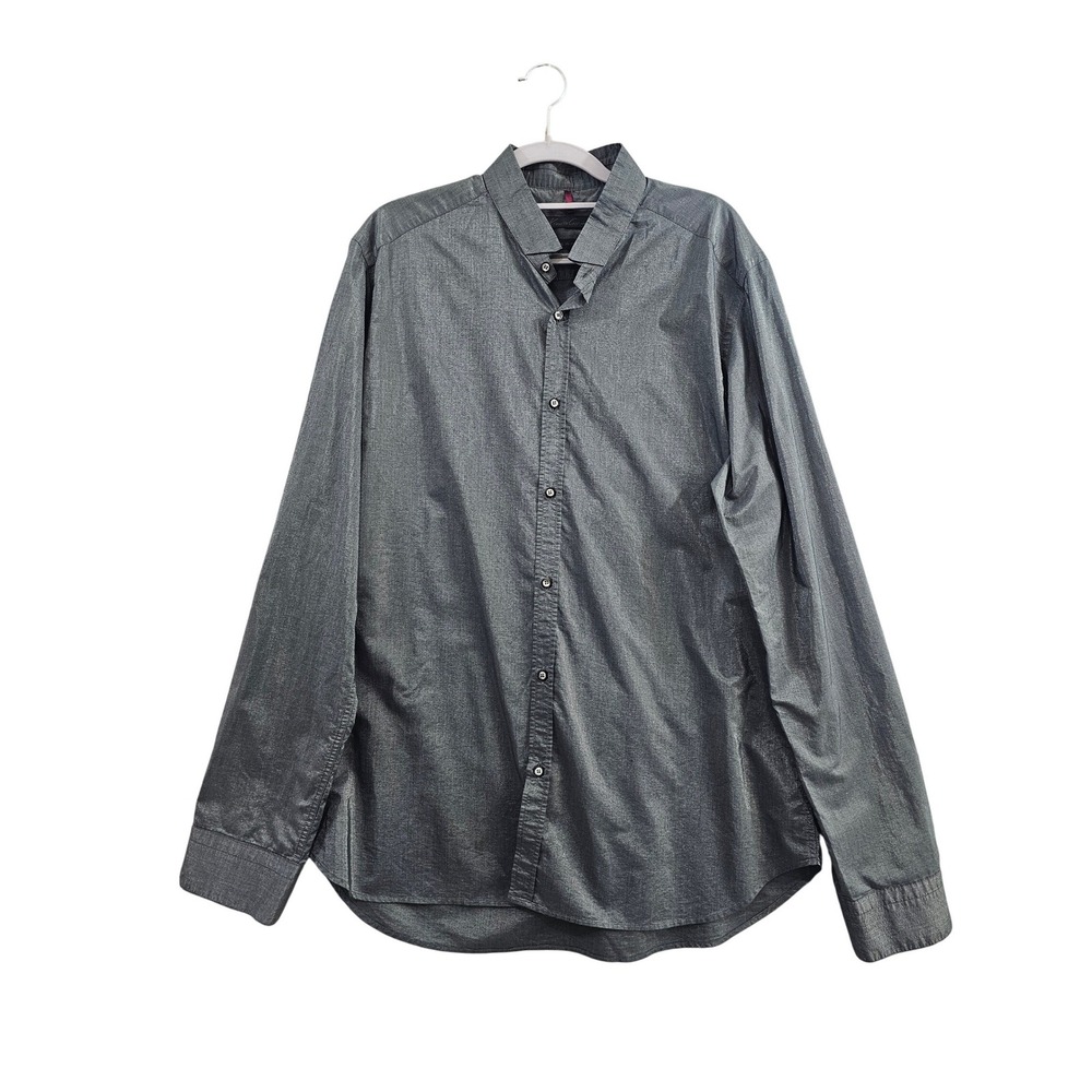 Kenneth Cole New York Button Down Mens XL Gray Solid Made in Italy‎ Long Sleeve